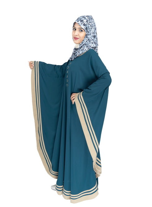 Green plain crepe abaya