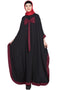 Black Crepe Plain Bow-Accent Kaftan Abaya