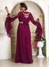 Violet designer hand beaded moroccan party wedding kaftan