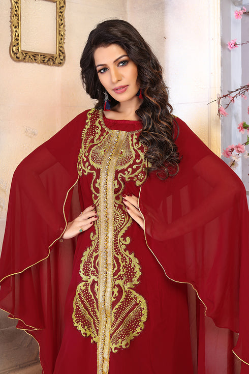 Maroon georgette kaftan