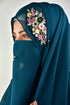 teal threadwork partywear| wedding| bridal handwork hijab with naqab