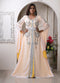 Women white designer wedding hand beaded shell work special events kaftan