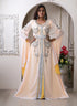 Women white designer wedding hand beaded shell work special events kaftan