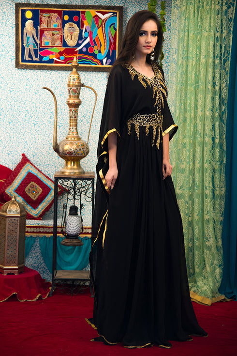 Black georgette designer kaftan