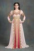 Off white and pink moroccan party wear golden handwork kaftan