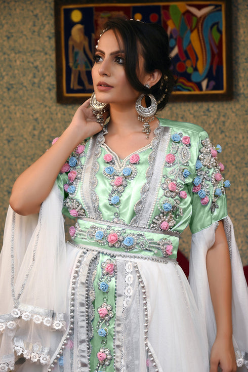White designer wedding kaftan