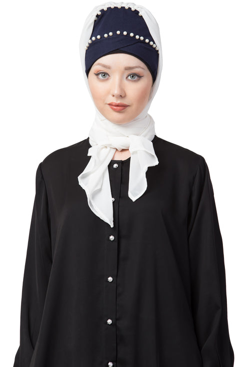 White Embroidered Georgette Hijab