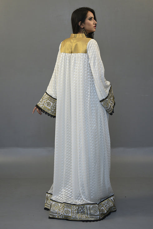 Off white thread work Abaya