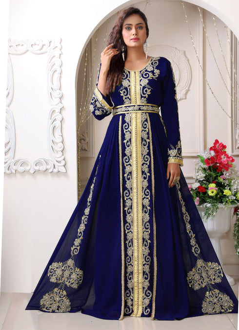 Arabic darkblue wedding designer moroccan kaftan