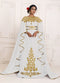 White and Gold Georgette Resham Embroidered Kaftan