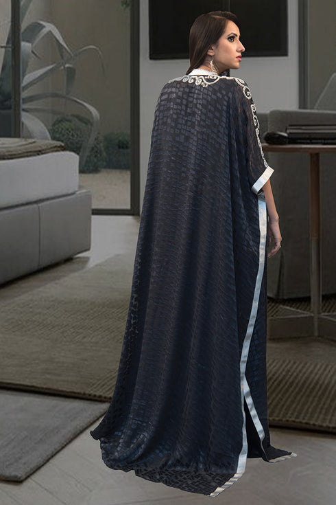 Dark gray and black partywear caftan