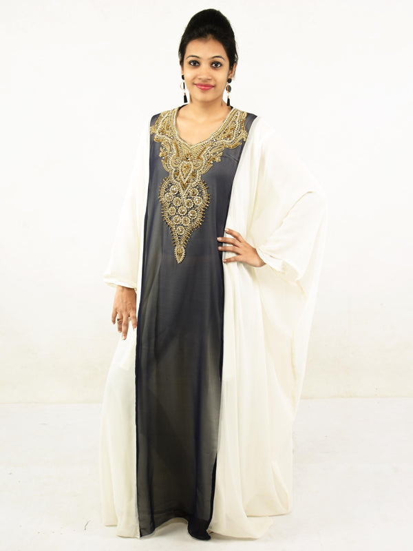 Grey embroidered georgette islamic kaftan
