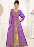 Purple embroidered georgette islamic kaftans With Sun-proof hijab.