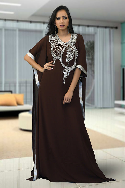 Modest muslim evening brown kaftan