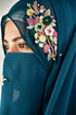 teal threadwork partywear| wedding| bridal handwork hijab with naqab