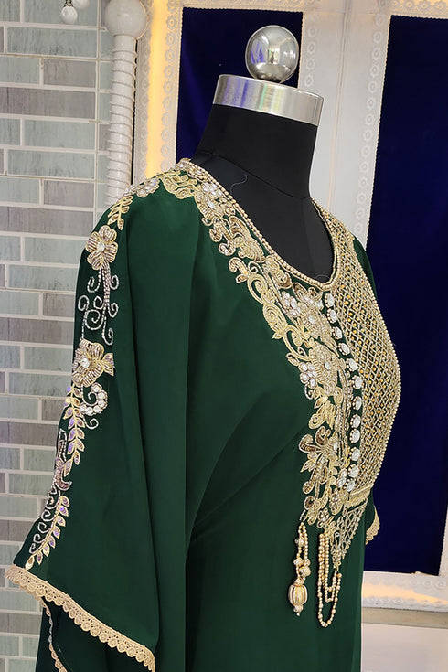 Dark green modest kaftan stylish kaftan