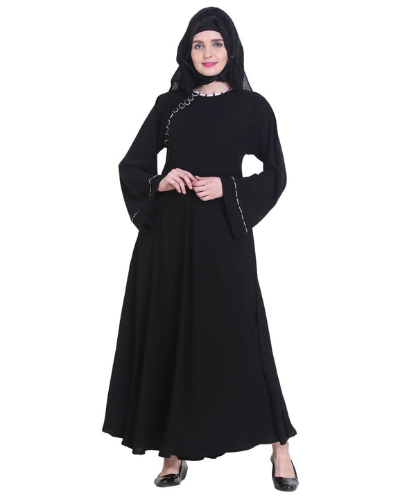 Black plain georgette abaya