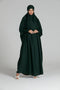 Green one piece jilbab in firdaus with smocky sleeves and attached mouthpiece