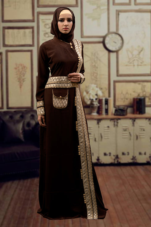 Brown and Beige Trendy Abaya