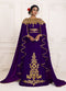 Purple Georgette Gold Resham Zari Embroidered Kaftan for Royal Parties