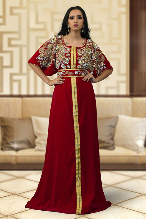 Maroon maxi Partywear Kaftan