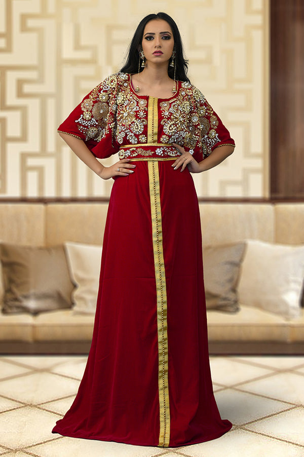 Maroon maxi Partywear Kaftan