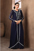 Exquisite dark blue party wear thread work style dress