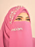Purple luxury bridal wedding wear hijab scarf with handwork naqab