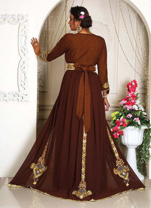 Brown elegant designer kaftan moroccon islamic bridal caftans