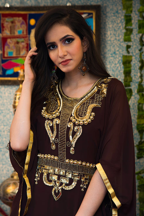 Brwon georgette kaftan