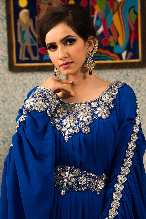 Blue arabic muslim caftan