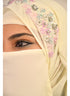 Cream luxury bridal wedding wear hijab scarf with handwork naqab