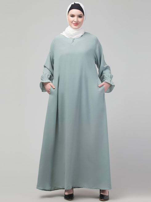 Sage Matt nida abaya with hijab