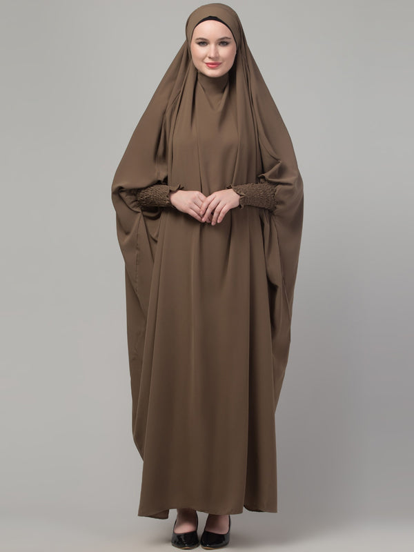 Khaki head to toe free size jilbab abaya