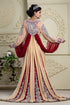 Beautiful arabic muslin wedding cream and maroon bridal kaftan