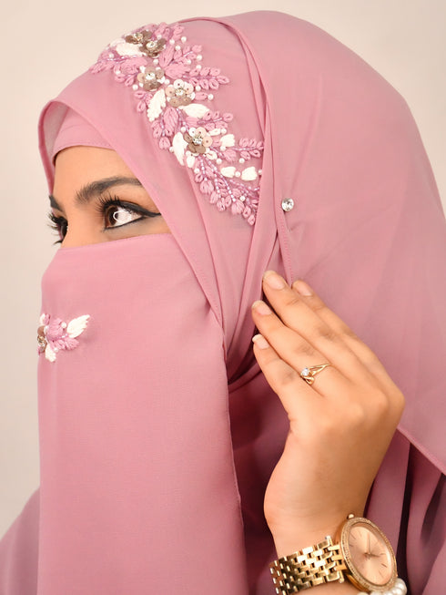 wrap my hijab lavender handwork party hijab
