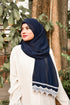 Navy Blue Georgette Hijab with Lace