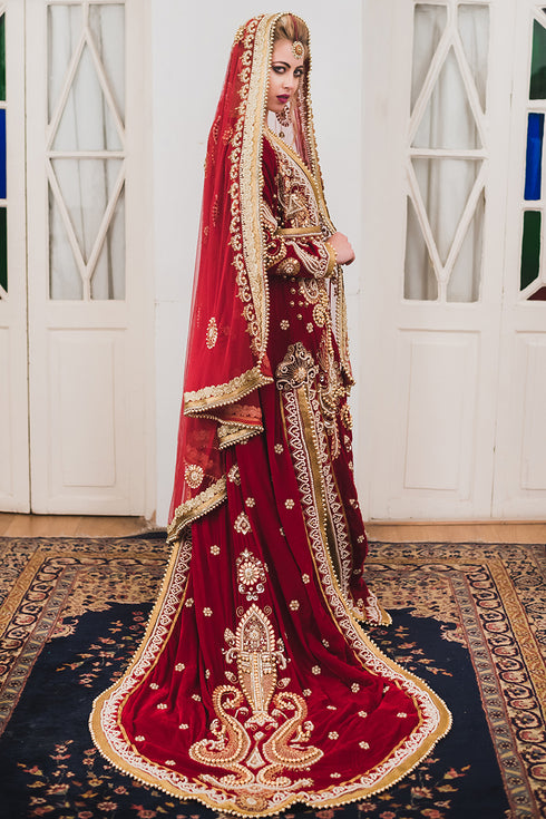 Red Wedding Velvet Morrocan Kaftan for Women