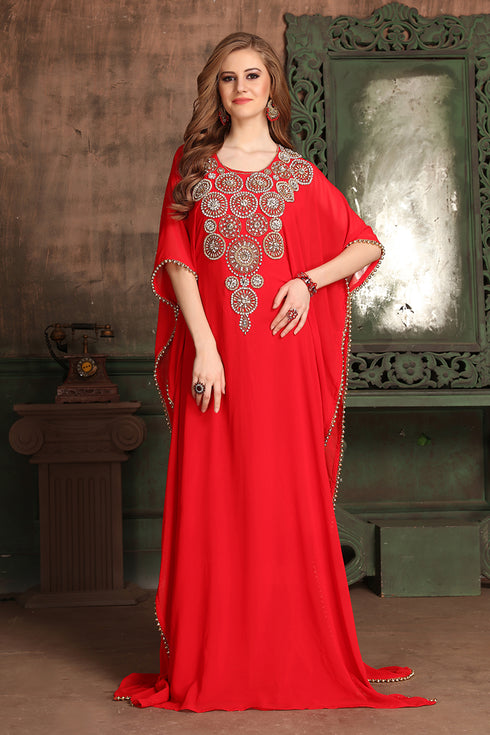 Red georgette israeli kaftan