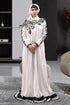 Long party wear full sleeve white abaya