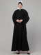 Black Nida Designer Style Plain Abaya Dress