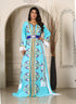Mint green islamic designer kaftan israeli embroidery takchita party wear wedding kaftan
