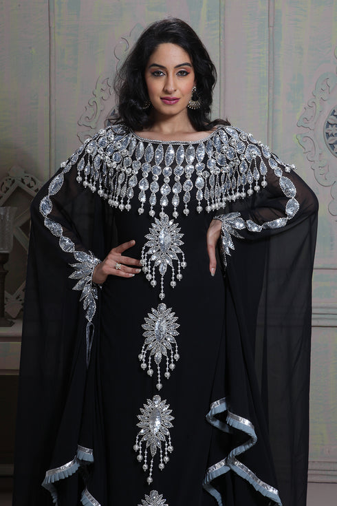 Fancy black georgette islamic wedding kaftan