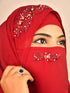 maroon party wear hijab with handwork naqab