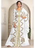 White designer hand beaded moroccan party wedding kaftan
