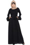 Black abaya dress with double layers of bell sleeves
