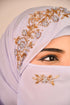 Lavender luxury bridal wedding wear hijab scarf with handwork naqab