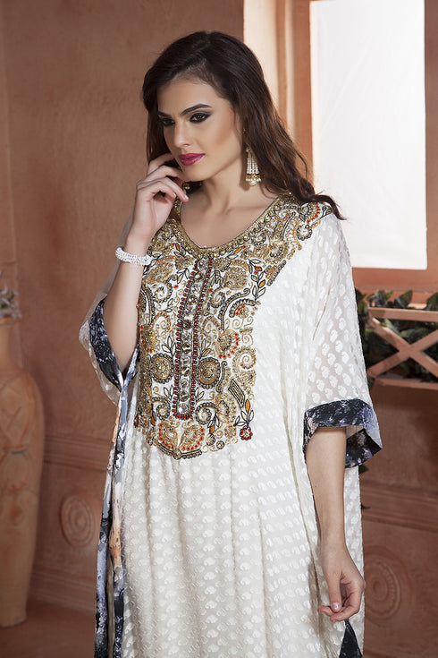 Off white handmade kaftan formal dress kaftan