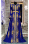 Royal blue designer islamic takchita embroidery moroccan kaftan