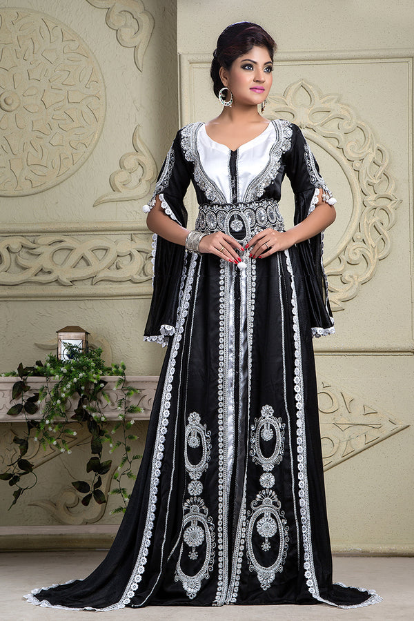 Attractive black jacket style moroccan kaftan